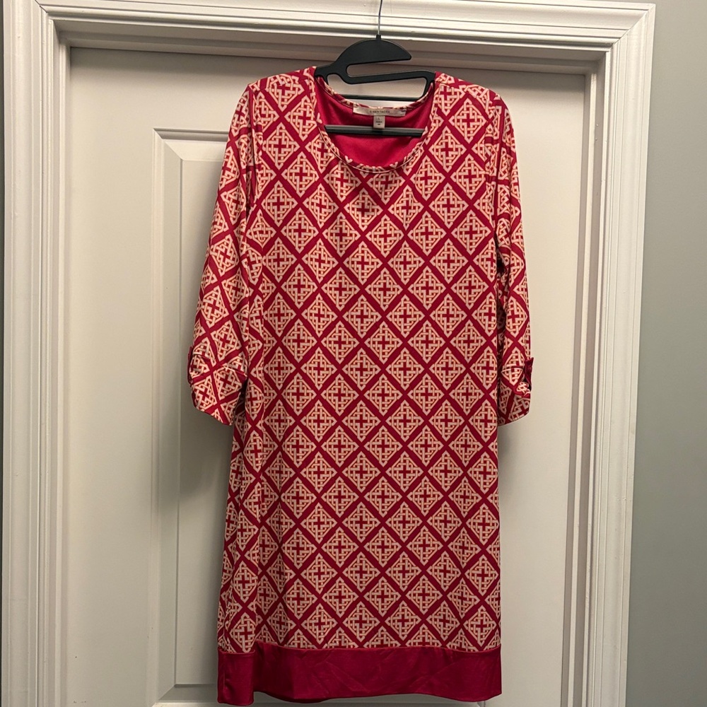 41 Hawthorn Red and Cream Long Sleeve Dress